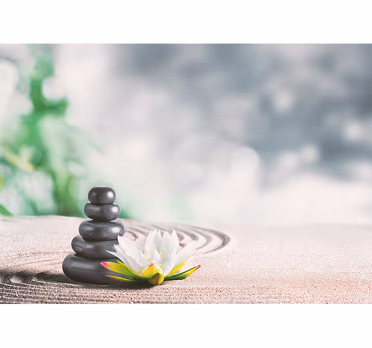 Tapisserie zen empilement de pierres serein - TenStickers