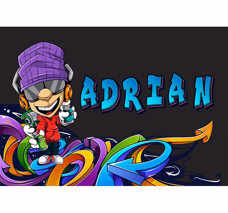Tapisserie murale graffiti personnage de dessin animé - TenStickers
