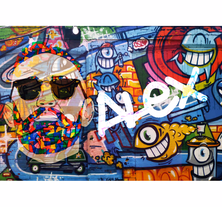 Tapisserie murale graffiti portrait urbain coloré - TenStickers