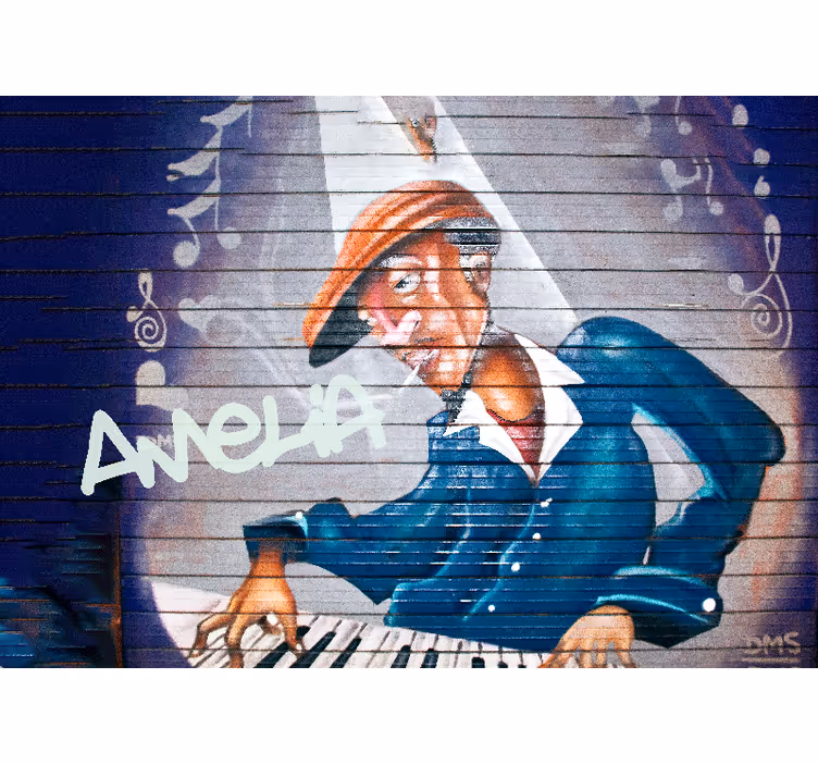 Tapisserie murale graffiti musicien avec chapeau - TenStickers