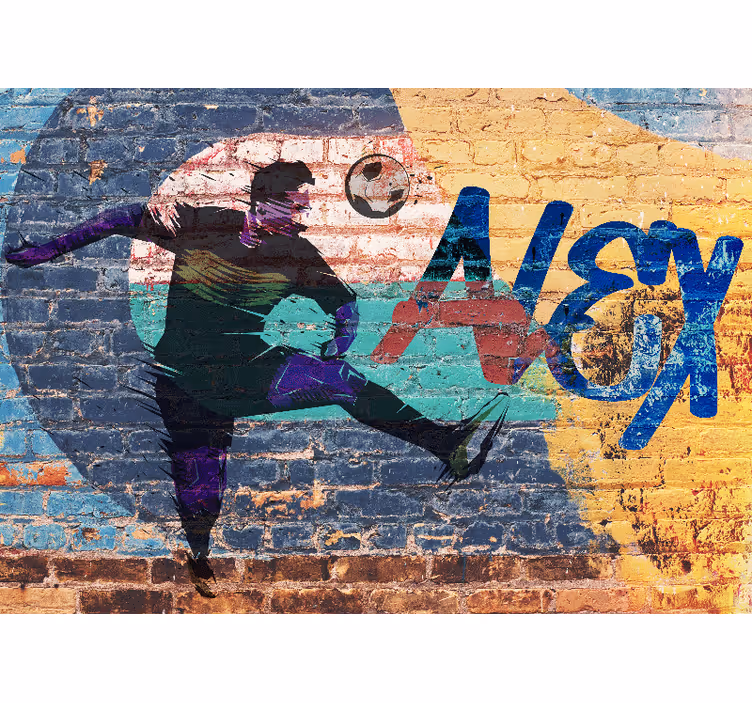 Tapisserie murale graffiti joueur de football en action - TenStickers