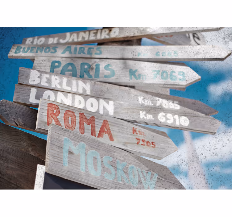 Tapisserie villes et pays directions de la ville mondiale - TenStickers