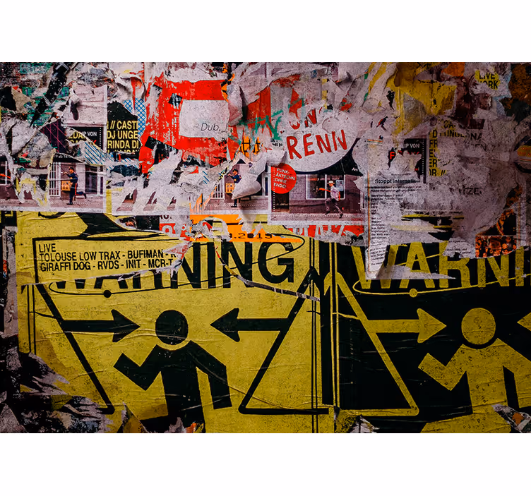 Tapisserie murale graffiti panneaux d'avertissement urbains - TenStickers