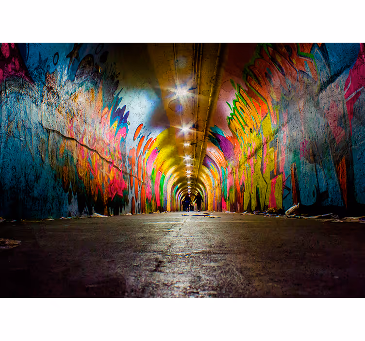Tapisserie murale graffiti tunnel graffiti vif - TenStickers