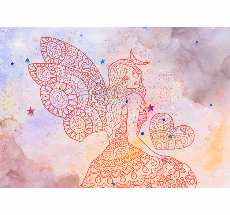 Tapisserie murale fantaisie fée de cœur - TenStickers