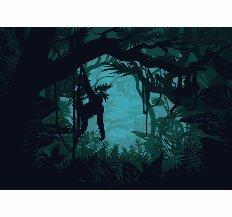 Tapisserie jungle paysage vibrant - TenStickers