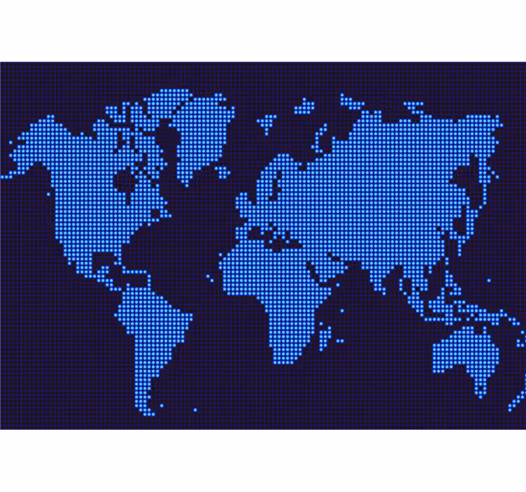 Tapisserie carte du monde carte du monde en pixel - TenStickers