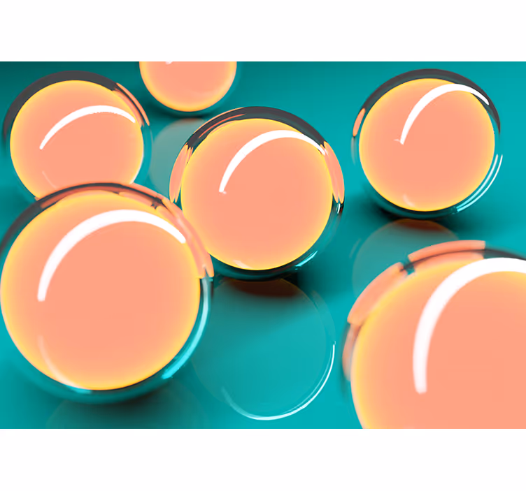 Tapisserie abstraite sphères transparentes flottantes - TenStickers
