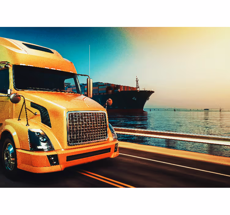 Tapisserie véhicule camion de fret jaune - TenStickers