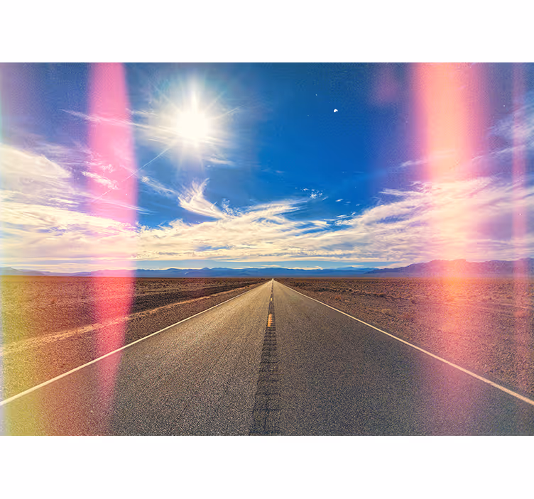 Tapisserie paysage scène d'autoroute dans le désert - TenStickers
