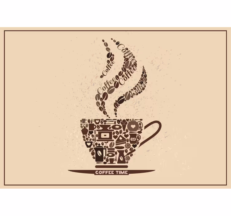 Tapisserie phrase expression de l'heure du café - TenStickers