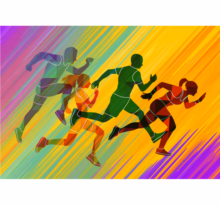 Tapisserie personnalisée figures dynamiques en course - TenStickers
