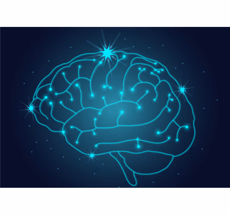 Tapisserie abstraite concept de cerveau au néon - TenStickers