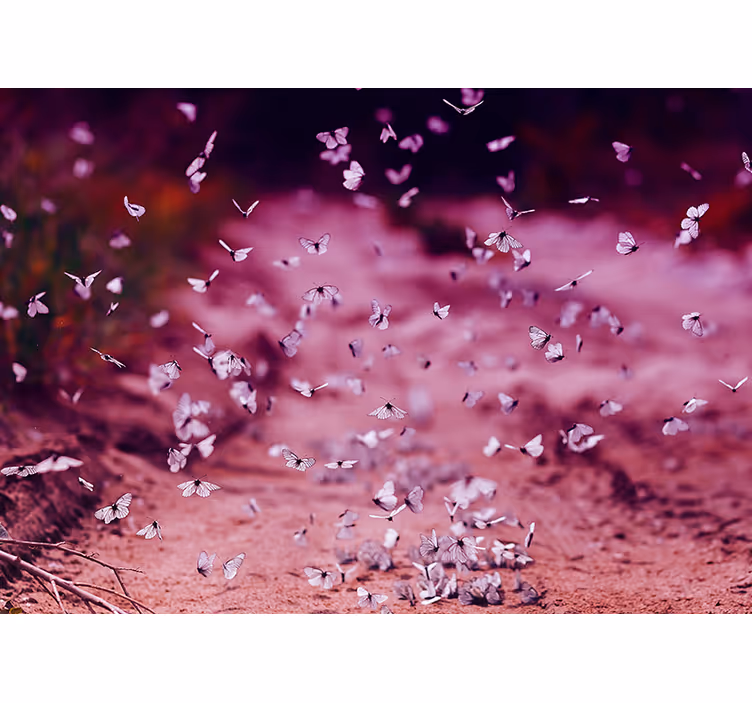 Tapisserie fleur délicate danse des papillons - TenStickers