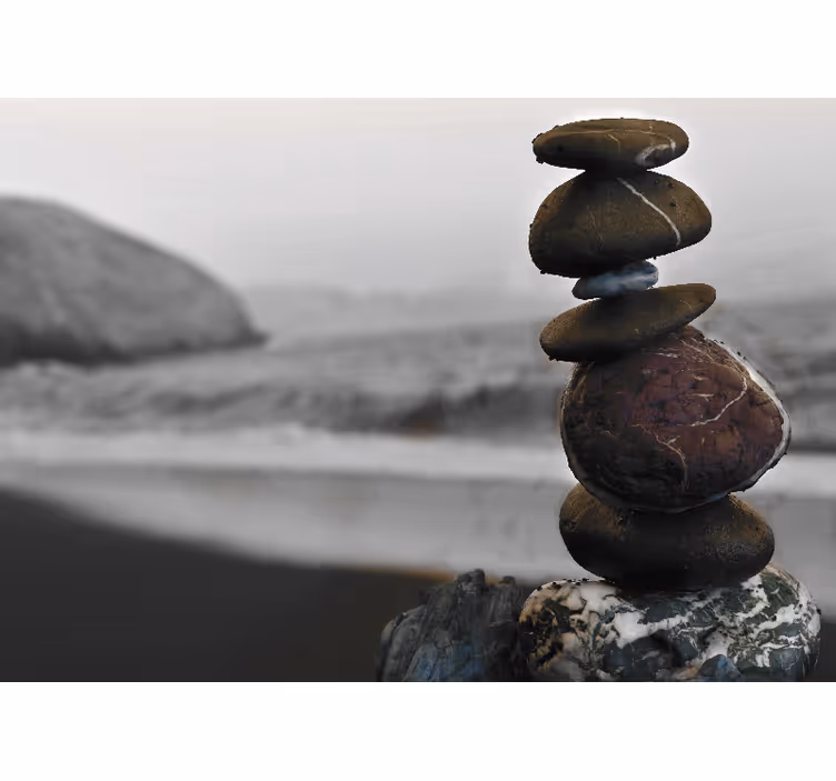 Tapisserie zen empilements de pierres équilibrées - TenStickers