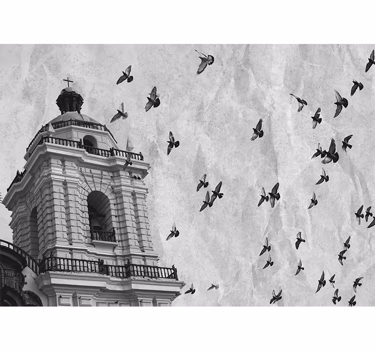 Tapisserie villes et pays oiseaux de la tour historique - TenStickers