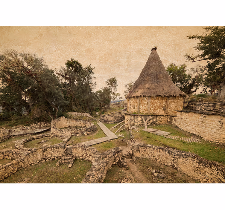 Tapisserie paysage structure ancienne - TenStickers