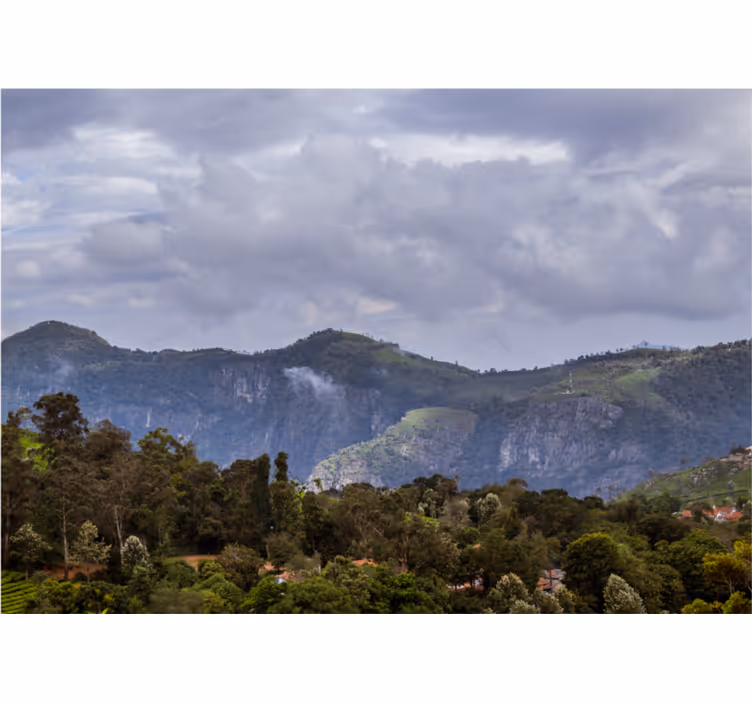 Tapisserie paysage vue montagne sereine - TenStickers