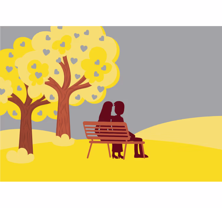 Tapisserie amour silhouette de couple romantique - TenStickers