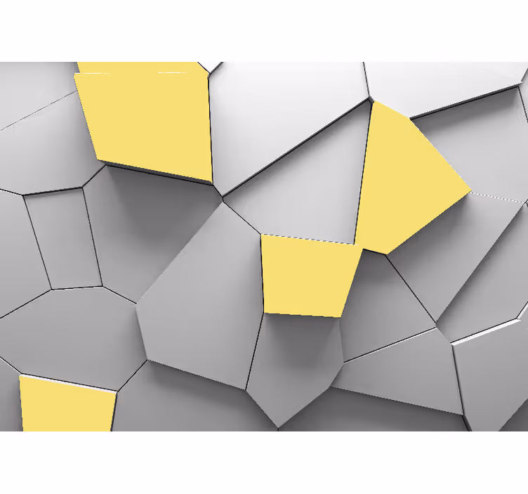 Tapisserie 3D panneaux géométriques jaunes - TenStickers