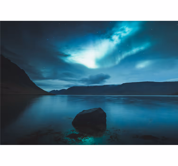 Tapisserie paysage aurore sur lac paisible - TenStickers