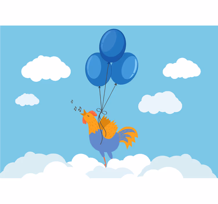Tapisserie chambre enfant ballons coq chanteur - TenStickers