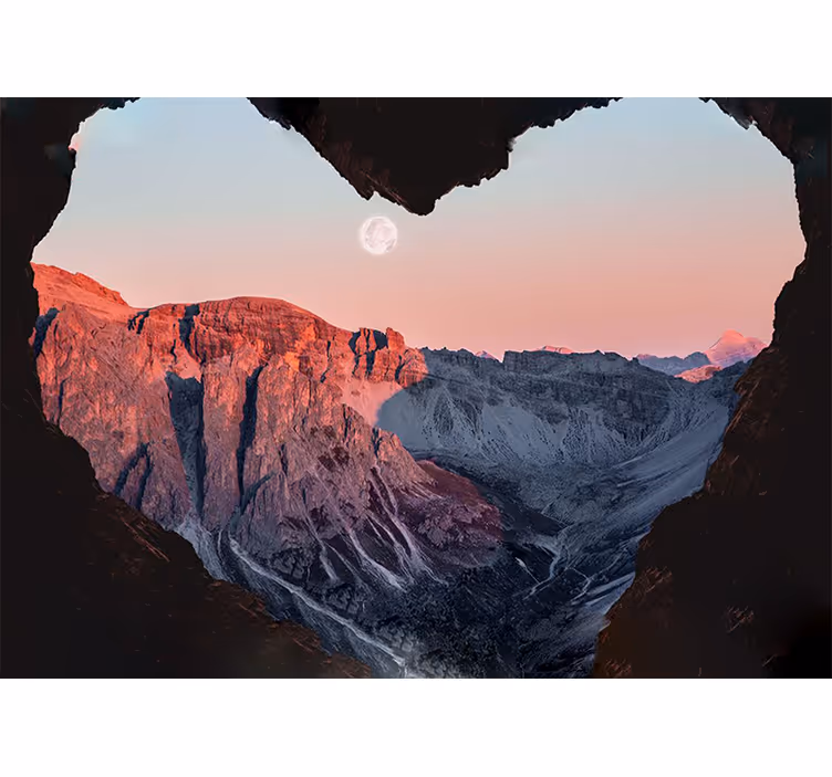 Papier peint nature paysage de montagne en forme de cœur - TenStickers