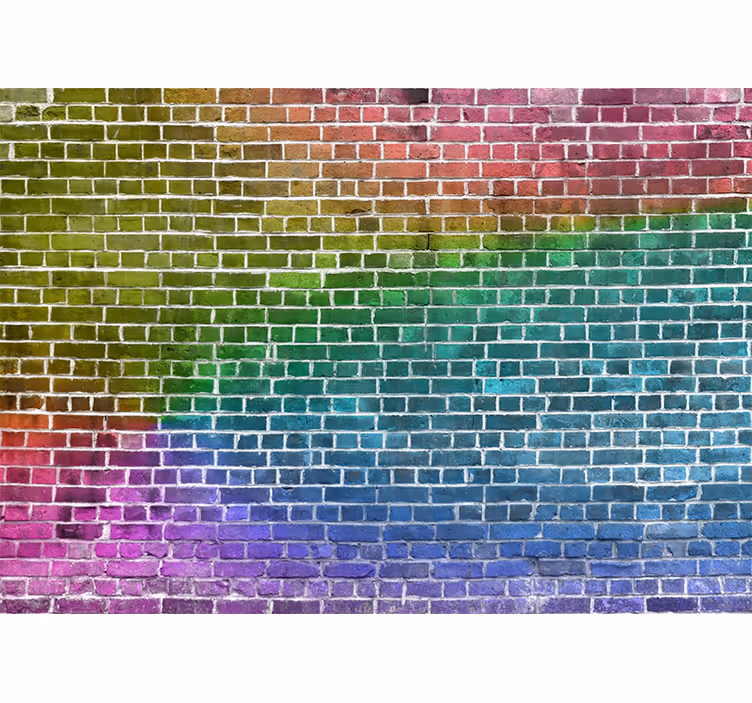 Tapisserie murale textures et motifs brique arc-en-ciel - TenStickers