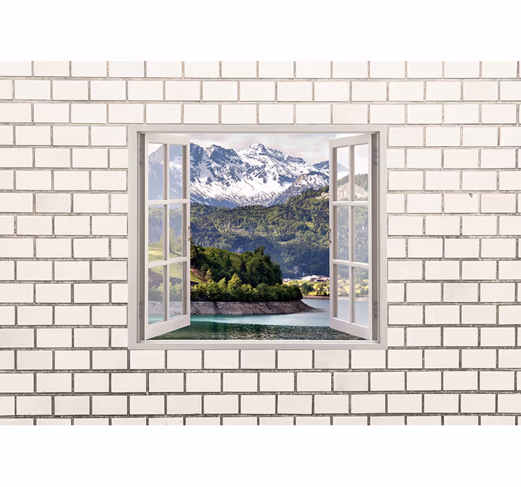 Tapisserie paysage Évasion surplombant les montagnes - TenStickers