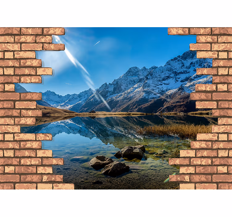Tapisserie paysage montagne et réflexion - TenStickers