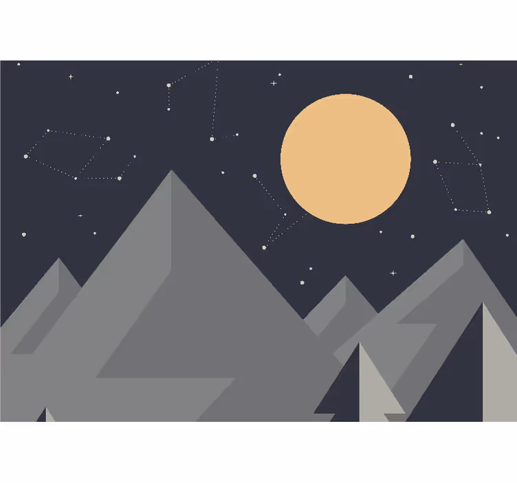 Tapisserie espace sommets de montagne au clair de lune - TenStickers