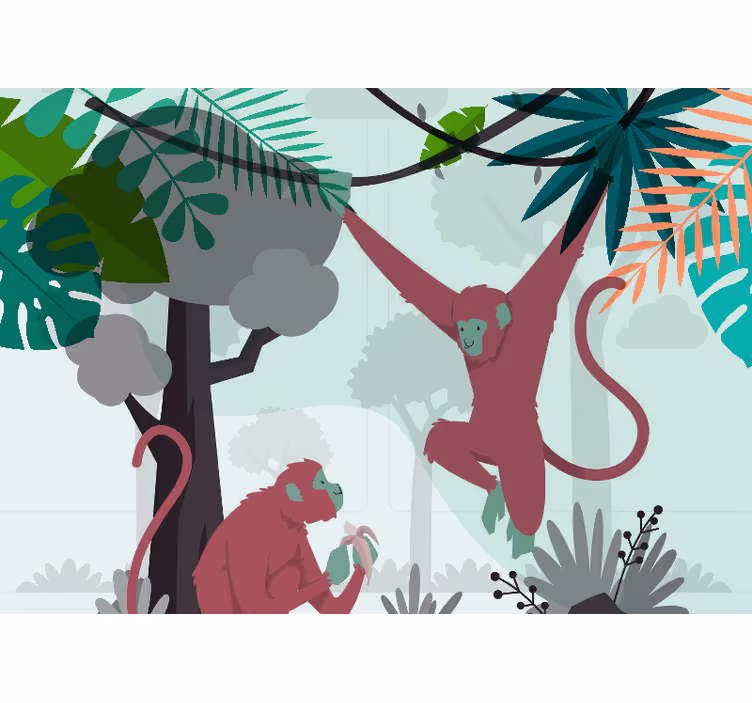 Tapisserie animaux singes en balancement - TenStickers