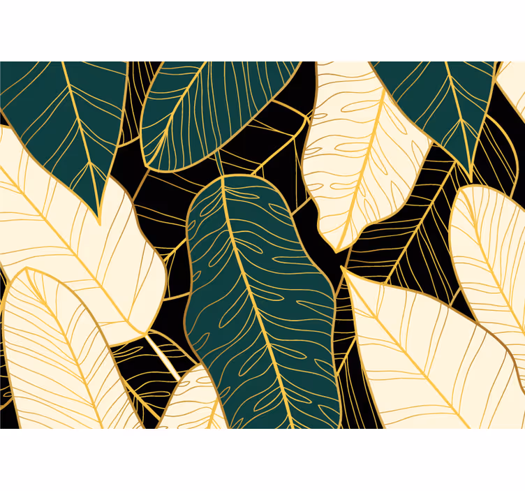 Papier peint nature motifs de feuilles stylisés - TenStickers