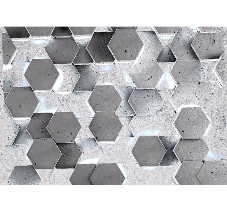 Tapisserie murale textures et motifs béton hexagonal - TenStickers