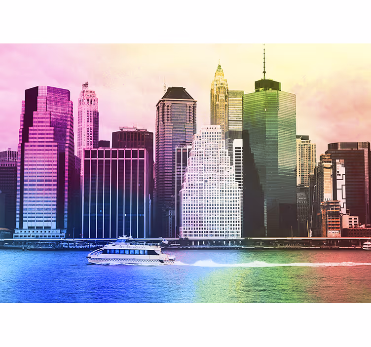 Tapisserie villes et pays paysage urbain vivant - TenStickers