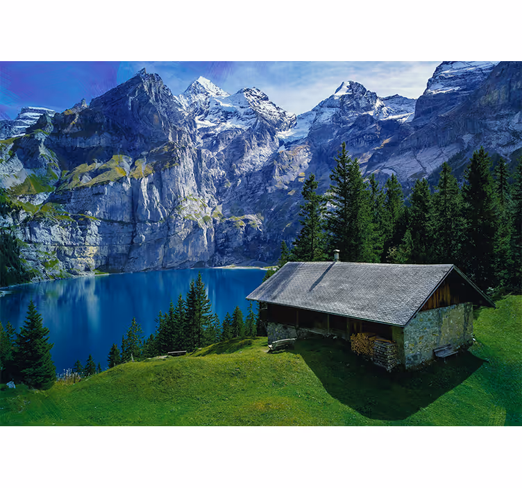 Tapisserie paysage lac de montagne - TenStickers