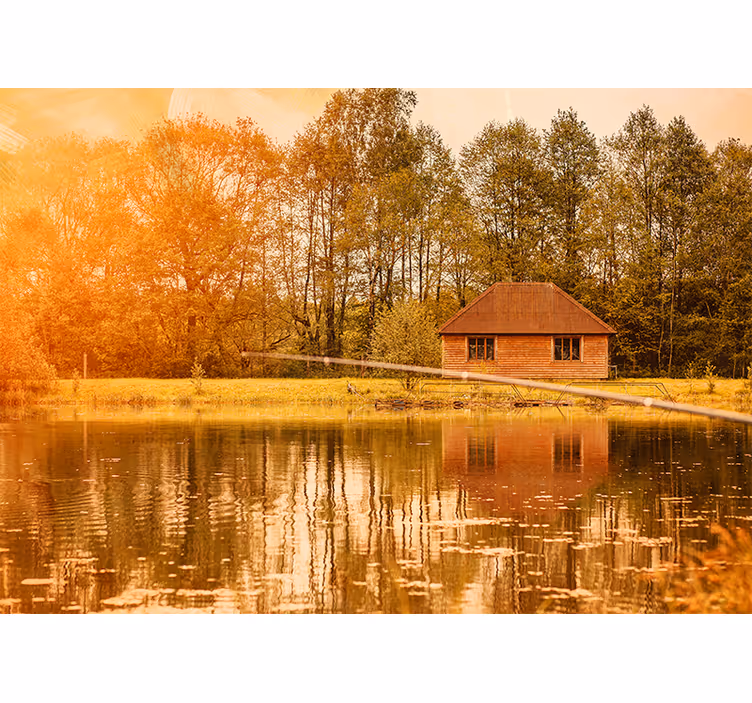 Tapisserie paysage vue paisible au bord du lac - TenStickers