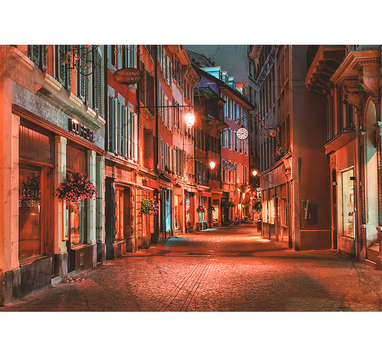 Tapisserie villes et pays rue en pavés charmante - TenStickers