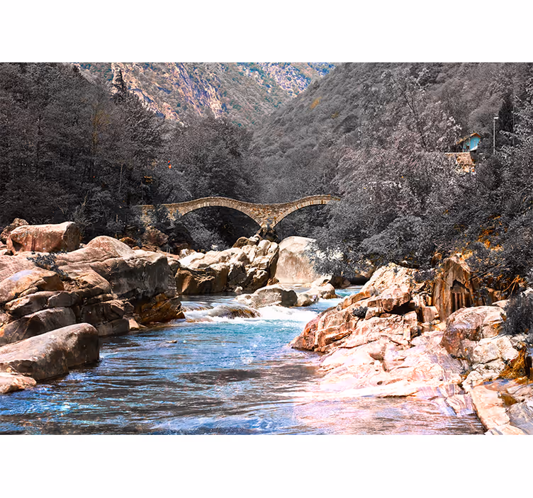 Tapisserie paysage traversée de rivière tranquille - TenStickers