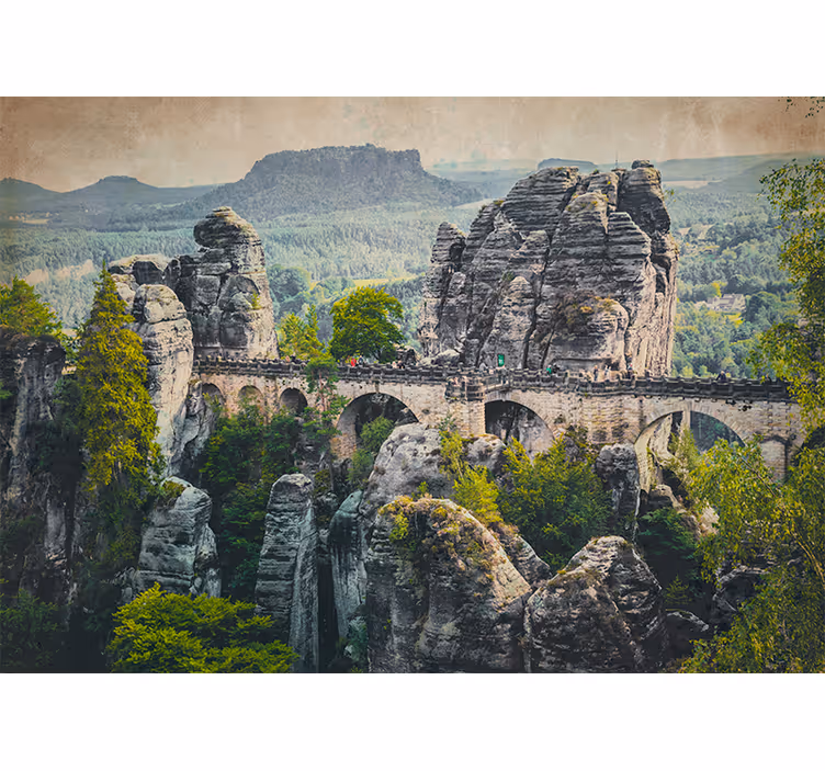 Tapisserie paysage vue du pont bastei - TenStickers