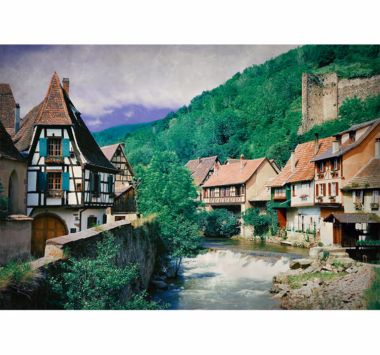 Tapisserie villes et pays village fluvial pittoresque - TenStickers
