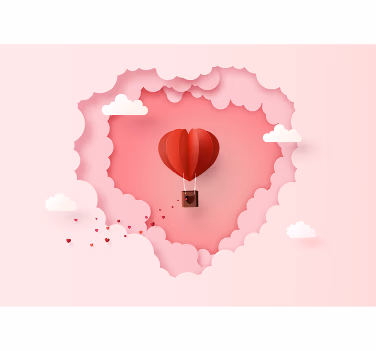 Tapisserie amour montgolfière cœur - TenStickers
