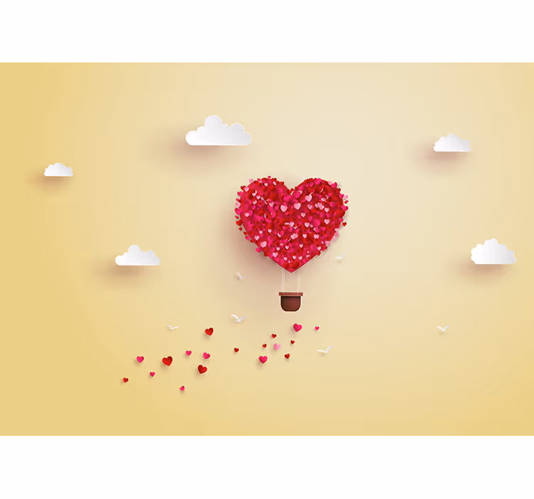 Tapisserie amour aventure en ballons cœur - TenStickers