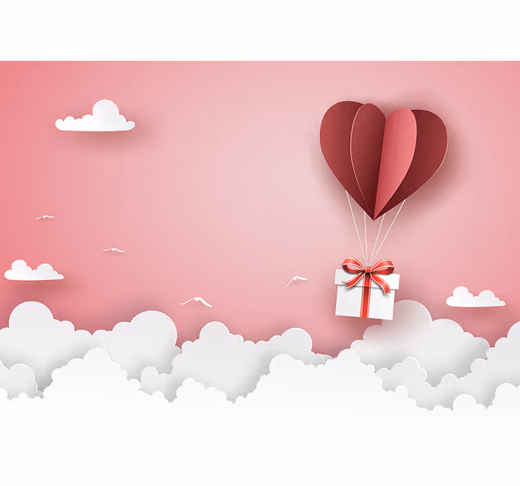 Tapisserie amour cadeau ballon cœur - TenStickers