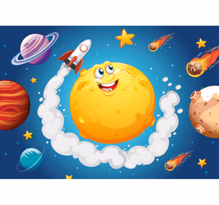 Tapisserie murale fantaisie thème aventure spatiale - TenStickers