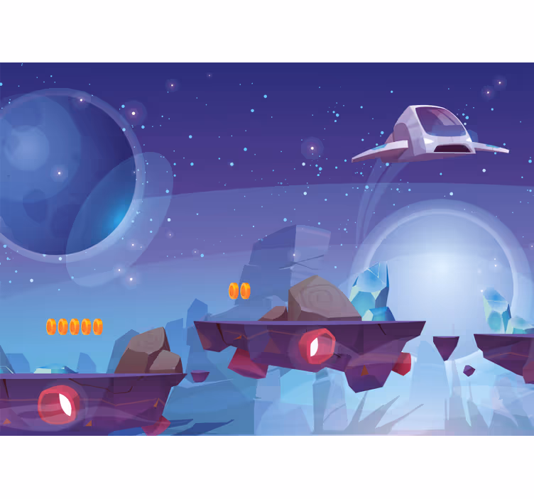 Tapisserie murale fantaisie scène d'aventure spatiale - TenStickers