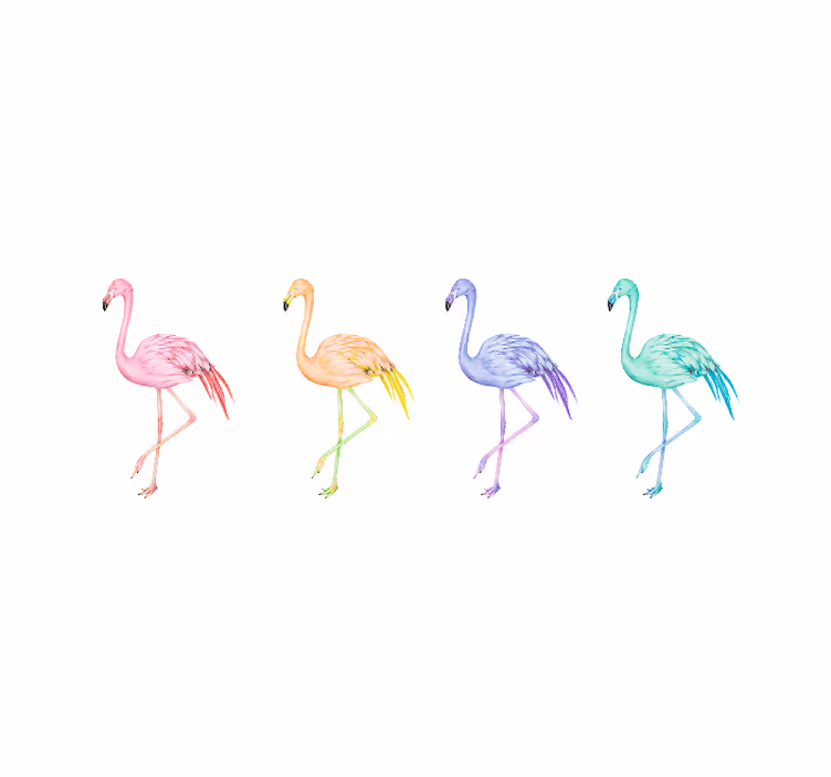 Tapisserie chambre adulte silhouettes de flamants - TenStickers