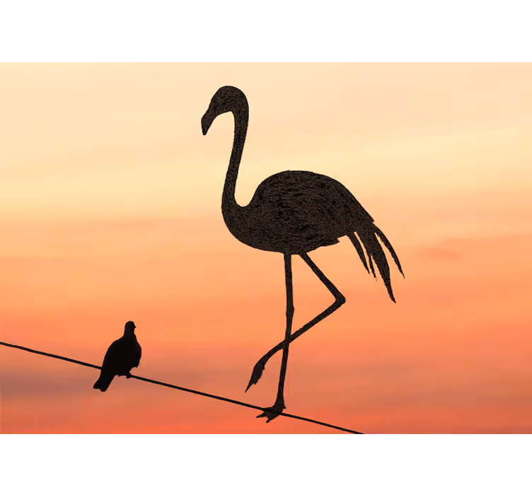Tapisserie animaux flamant rose au coucher de soleil - TenStickers