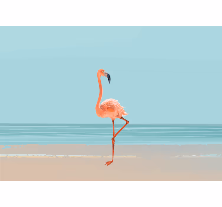 Tapisserie mer flamant rose au bord de l'eau - TenStickers