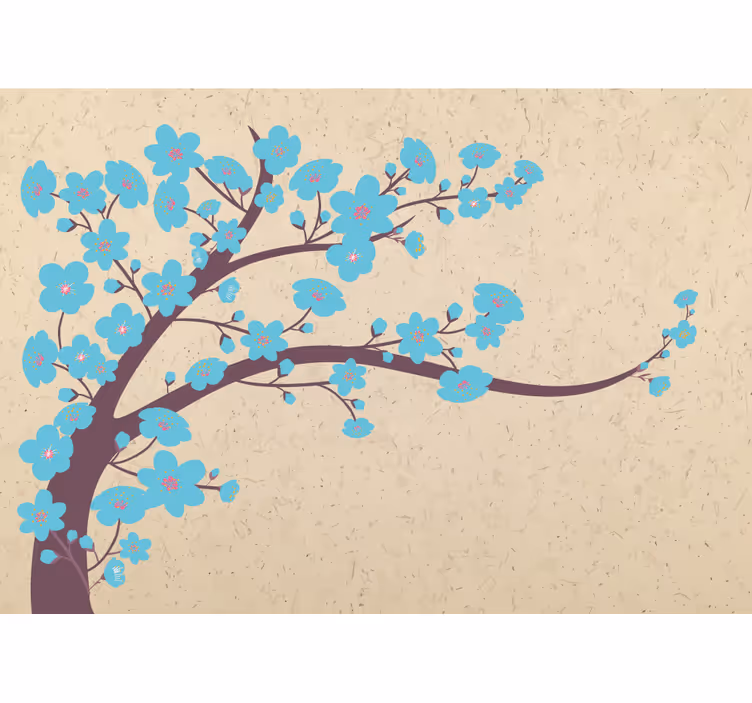 Tapisserie fleur tige de sakura en fleurs - TenStickers